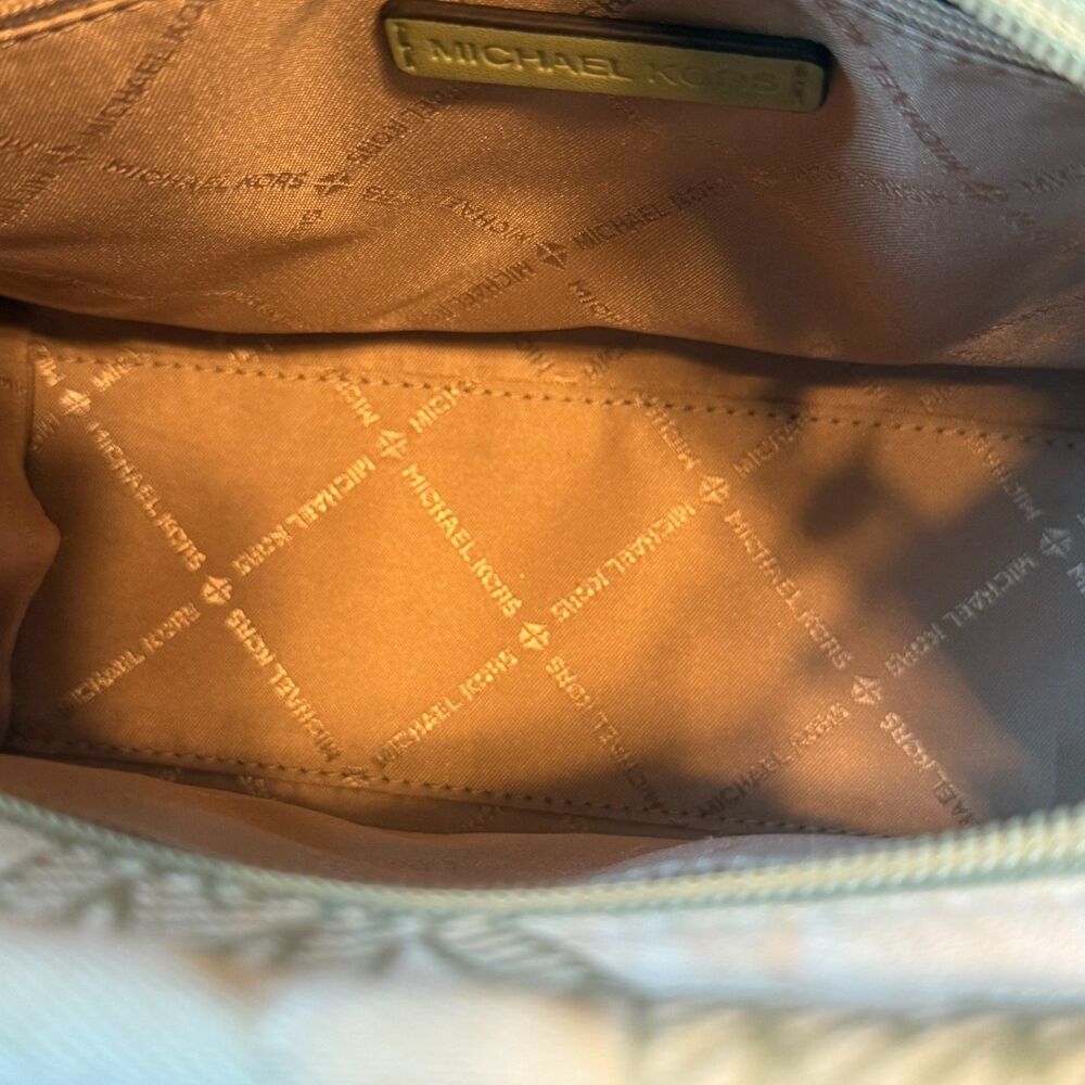 Michael Kors Mirella Small Jacquard Tote Crossbody Bag MK Graphic Logo Green - Picture 11 of 13